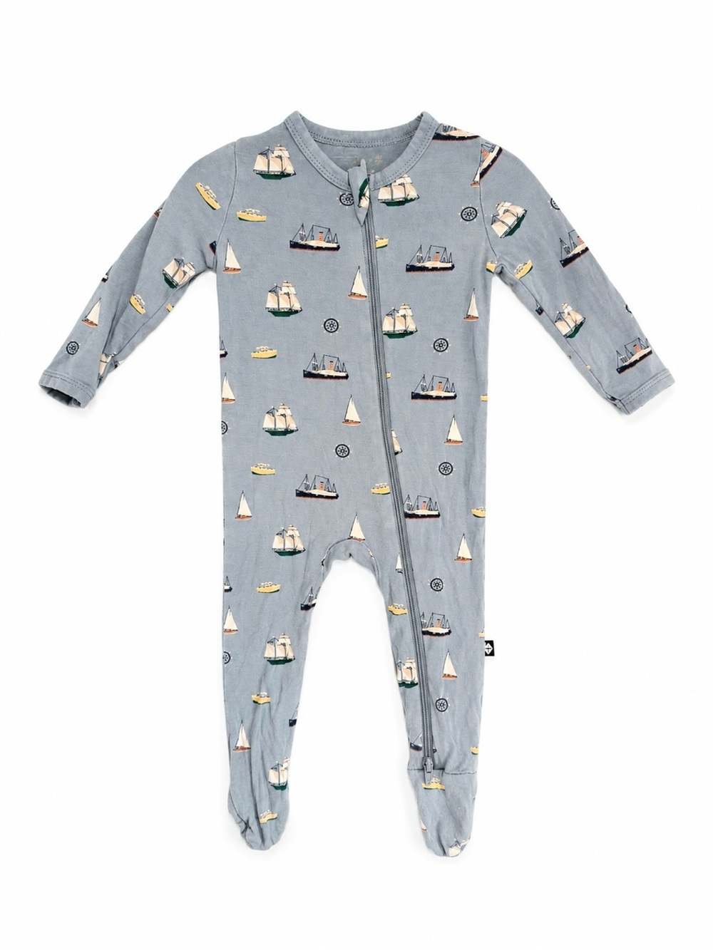 Kyte Baby Bamboo Zip Footie Sleeper 3-6M Nautical Sailboat Print